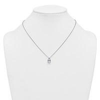 14K White Gold 3 Carat Certified Lab Grown Diamond VS+ F+ Pear Complete Three Prong Pendant Necklace, 18" view 3