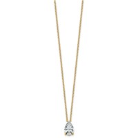 14K Yellow Gold 3 Carat Certified Lab Grown Diamond VS+ F+ Pear Complete Three Prong Pendant Necklace, 18" view 2