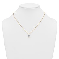 14K Yellow Gold 3 Carat Certified Lab Grown Diamond VS+ F+ Pear Complete Three Prong Pendant Necklace, 18" view 3