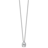 14K White Gold 3.50 Carat Lab Grown Diamond VS+ F+ Pear Complete Three Prong Pendant Necklace, 18" view 2