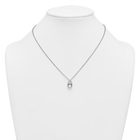14K White Gold 3.50 Carat Lab Grown Diamond VS+ F+ Pear Complete Three Prong Pendant Necklace, 18" view 3