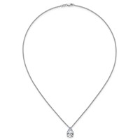 14K White Gold 3.50 Carat Lab Grown Diamond VS+ F+ Pear Complete Three Prong Pendant Necklace, 18" view 4