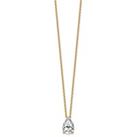 14K Yellow Gold 3.50 Carat Certified Lab Grown Diamond VS+ F+ Pear Complete Three Prong Pendant Necklace, 18" view 2