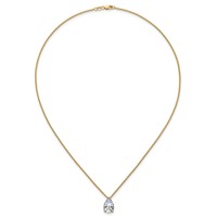 14K Yellow Gold 3.50 Carat Certified Lab Grown Diamond VS+ F+ Pear Complete Three Prong Pendant Necklace, 18" view 4