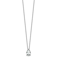 14K White Gold 4 Carat Lab Grown Diamond VS+ F+ Pear Complete Three Prong Pendant Necklace, 18" view 2