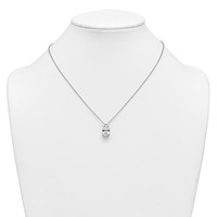 14K White Gold 4 Carat Lab Grown Diamond VS+ F+ Pear Complete Three Prong Pendant Necklace, 18" view 3
