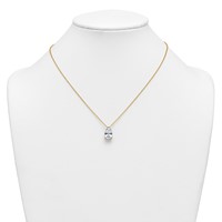 14K Yellow Gold 4 Carat Certified Lab Grown Diamond VS+ F+ Pear Complete Three Prong Pendant Necklace, 18" view 3