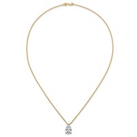 14K Yellow Gold 4 Carat Certified Lab Grown Diamond VS+ F+ Pear Complete Three Prong Pendant Necklace, 18" view 4
