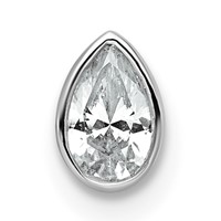 14K White Gold 0.25 Carat Lab Grown Diamond VS+ F+ Pear Complete Bezel Set Solitaire Chain Slide Pendant view 1