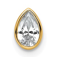 14K Yellow Gold 0.25 Carat Lab Grown Diamond VS+ F+ Pear Complete Bezel Set Solitaire Chain Slide Pendant view 1