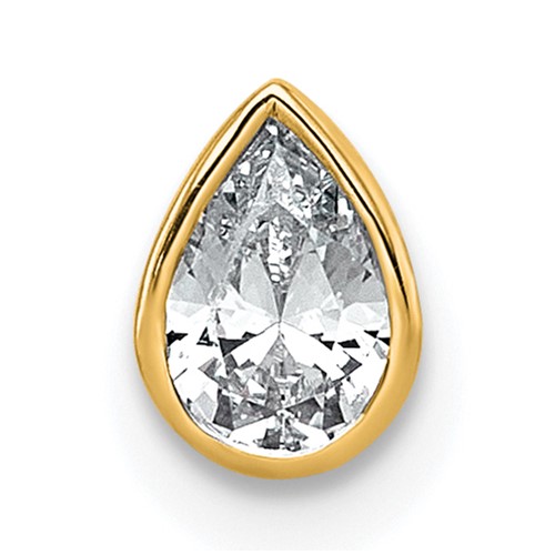 14K Yellow Gold 0.33 Carat Pear Bezel Chain Slide Mounting