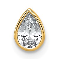14K Yellow Gold 0.33 Carat Lab Grown Diamond VS+ F+ Pear Complete Bezel Set Solitaire Chain Slide Pendant view 1