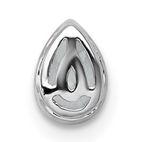 14K White Gold 0.38 Carat Lab Grown Diamond VS+ F+ Pear Complete Bezel Set Solitaire Chain Slide Pendant view 3