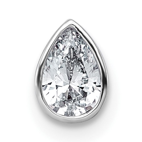 14K White Gold 0.38 Carat Pear Bezel Chain Slide Mounting