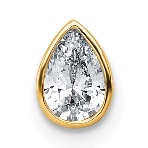 14K Yellow Gold 0.38 Carat Pear Bezel Chain Slide Mounting