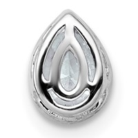 14K White Gold 0.50 Carat Lab Grown Diamond VS+ F+ Pear Complete Bezel Set Solitaire Chain Slide Pendant view 3