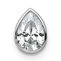 14K White Gold 0.50 Carat Lab Grown Diamond VS+ F+ Pear Complete Bezel Set Solitaire Chain Slide Pendant view 1