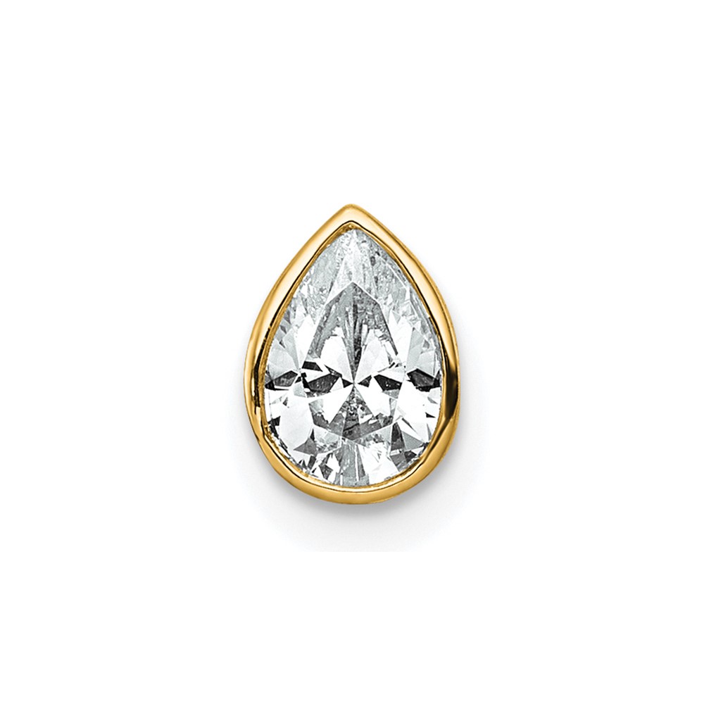 14K Yellow Gold 0.50 Carat Pear Bezel Chain Slide Mounting