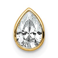 14K Yellow Gold 0.50 Carat Lab Grown Diamond VS+ F+ Pear Complete Bezel Set Solitaire Chain Slide Pendant view 1