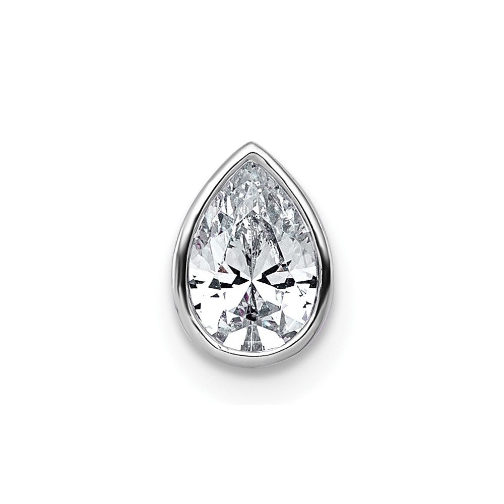 14K White Gold 0.62 Carat Pear Bezel Chain Slide Mounting