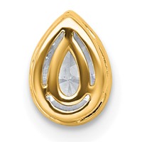 14K Yellow Gold 0.62 Carat Lab Grown Diamond VS+ F+ Pear Complete Bezel Set Solitaire Chain Slide Pendant view 3