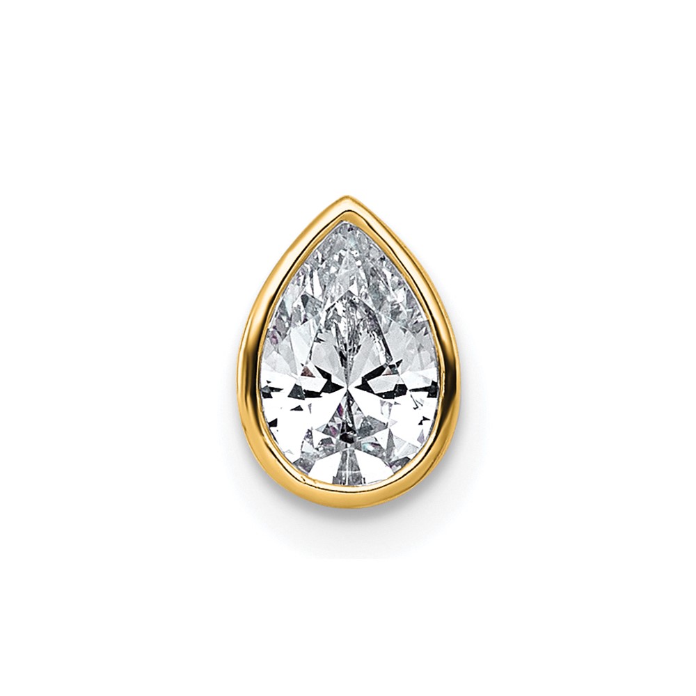 14K Yellow Gold 0.62 Carat Pear Bezel Chain Slide Mounting