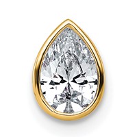 14K Yellow Gold 0.62 Carat Lab Grown Diamond VS+ F+ Pear Complete Bezel Set Solitaire Chain Slide Pendant view 1
