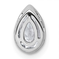 14K White Gold 0.75 Carat Lab Grown Diamond VS+ F+ Pear Complete Bezel Set Solitaire Chain Slide Pendant view 3