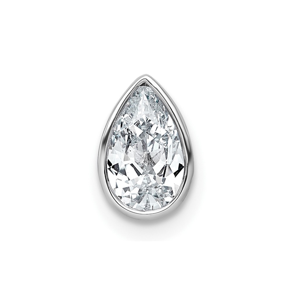 14K White Gold 0.75 Carat Pear Bezel Chain Slide Mounting