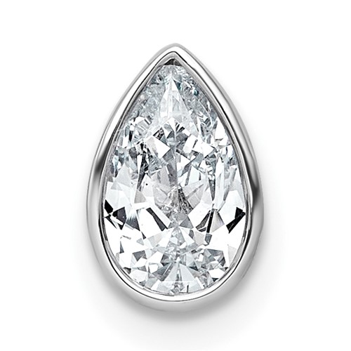 14K White Gold 0.75 Carat Pear Bezel Chain Slide Mounting