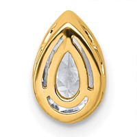 14K Yellow Gold 0.75 Carat Lab Grown Diamond VS+ F+ Pear Complete Bezel Set Solitaire Chain Slide Pendant view 3