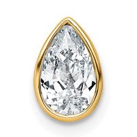 14K Yellow Gold 0.75 Carat Lab Grown Diamond VS+ F+ Pear Complete Bezel Set Solitaire Chain Slide Pendant view 1