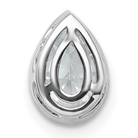 14K White Gold 1 Carat Lab Grown Diamond VS+ F+ Pear Complete Bezel Set Solitaire Chain Slide Pendant view 3