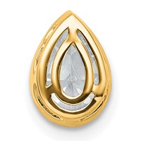 14K Yellow Gold 1 Carat Certified Lab Grown Diamond VS+ F+ Pear Complete Bezel Set Solitaire Chain Slide Pendant view 3