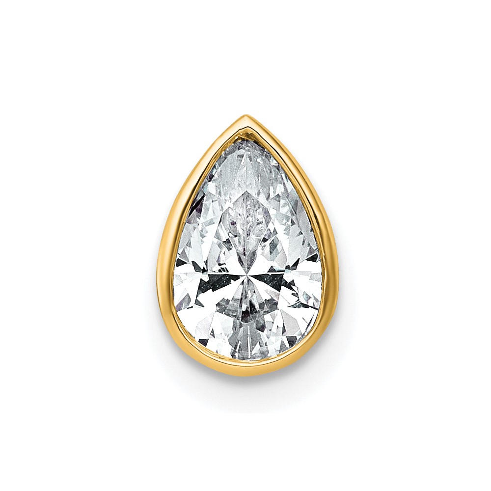 14K Yellow Gold 1 Carat Pear Bezel Chain Slide Mounting