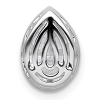 14K White Gold 1.50 Carat Certified Lab Grown Diamond VS+ F+ Pear Complete Bezel Set Solitaire Chain Slide Pendant view 3