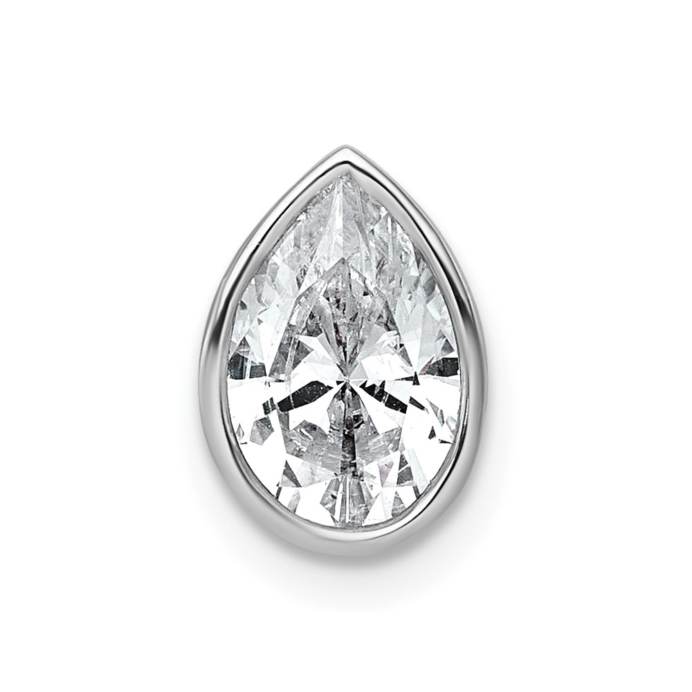 14K White Gold 1.50 Carat Pear Bezel Chain Slide Mounting