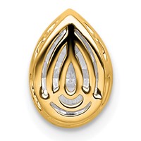 14K Yellow Gold 1.50 Carat Certified Lab Grown Diamond VS+ F+ Pear Complete Bezel Set Solitaire Chain Slide Pendant view 3
