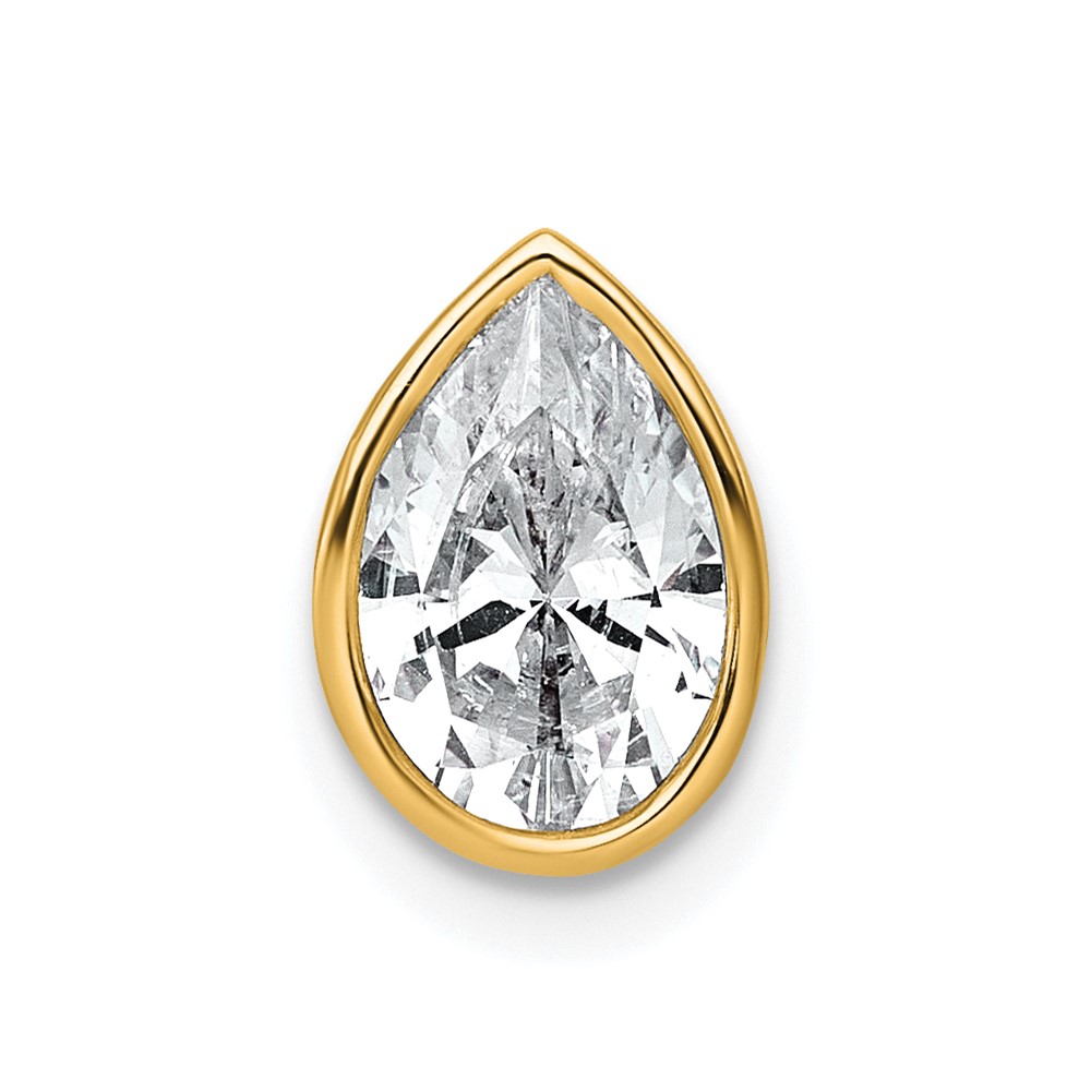 14K Yellow Gold 1.50 Carat Pear Bezel Chain Slide Mounting