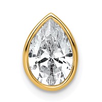 14K Yellow Gold 1.50 Carat Certified Lab Grown Diamond VS+ F+ Pear Complete Bezel Set Solitaire Chain Slide Pendant view 1
