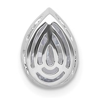 14K White Gold 2 Carat Certified Lab Grown Diamond VS+ F+ Pear Complete Bezel Set Solitaire Chain Slide Pendant view 3