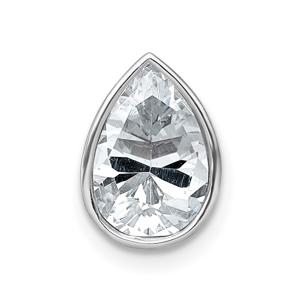 14K White Gold 2 Carat Pear Bezel Chain Slide Mounting