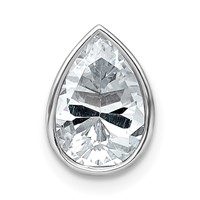 14K White Gold 2 Carat Certified Lab Grown Diamond VS+ F+ Pear Complete Bezel Set Solitaire Chain Slide Pendant view 1
