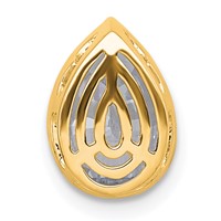 14K Yellow Gold 2 Carat Certified Lab Grown Diamond VS+ F+ Pear Complete Bezel Set Solitaire Chain Slide Pendant view 3