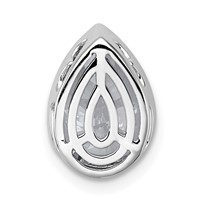 14K White Gold 2.50 Carat Certified Lab Grown Diamond VS+ F+ Pear Complete Bezel Set Solitaire Chain Slide Pendant view 3