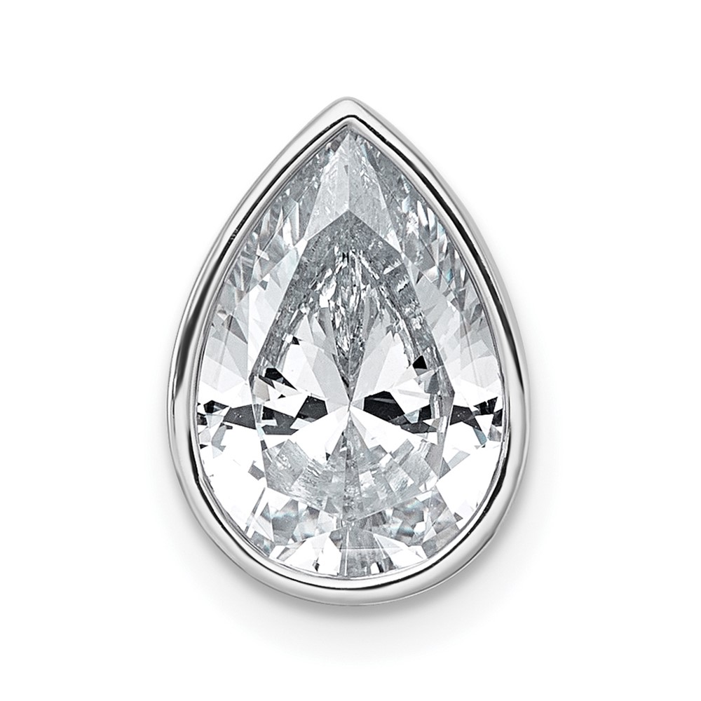 14K White Gold 2.50 Carat Pear Bezel Chain Slide Mounting
