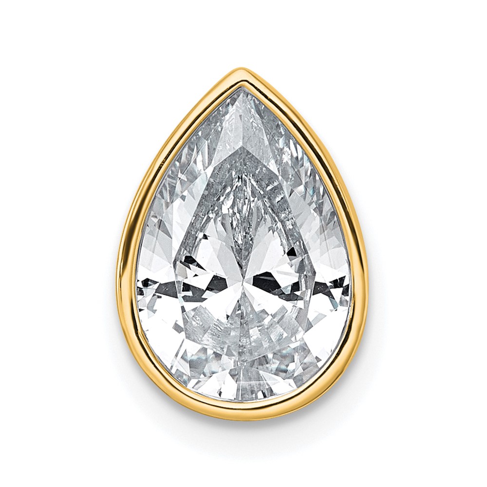 14K Yellow Gold 2.50 Carat Pear Bezel Chain Slide Mounting
