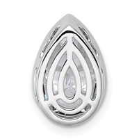 14K White Gold 3 Carat Certified Lab Grown Diamond VS+ F+ Pear Complete Bezel Set Solitaire Chain Slide Pendant view 3