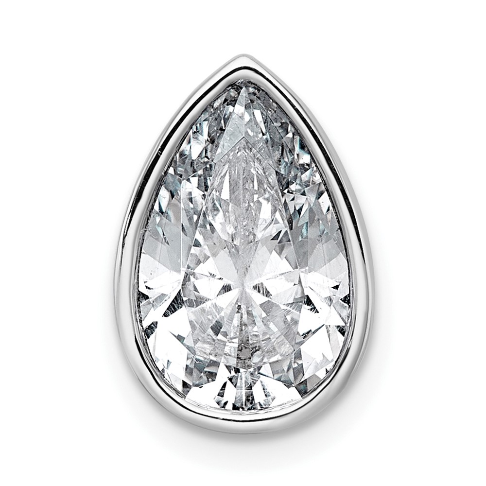 14K White Gold 3 Carat Pear Bezel Chain Slide Mounting