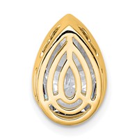 14K Yellow Gold 3 Carat Lab Grown Diamond VS+ F+ Pear Complete Bezel Set Solitaire Chain Slide Pendant view 3